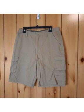 Rugged Wear Cargo Shorts Men's 34 Beige Cargo Pockets